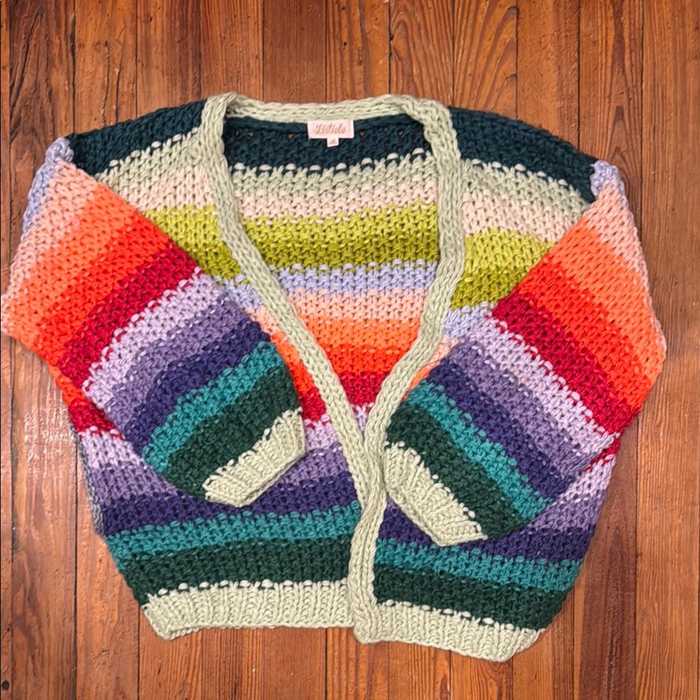 Listicle Green and Orange Cardigan Sweaters